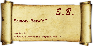 Simon Benő névjegykártya